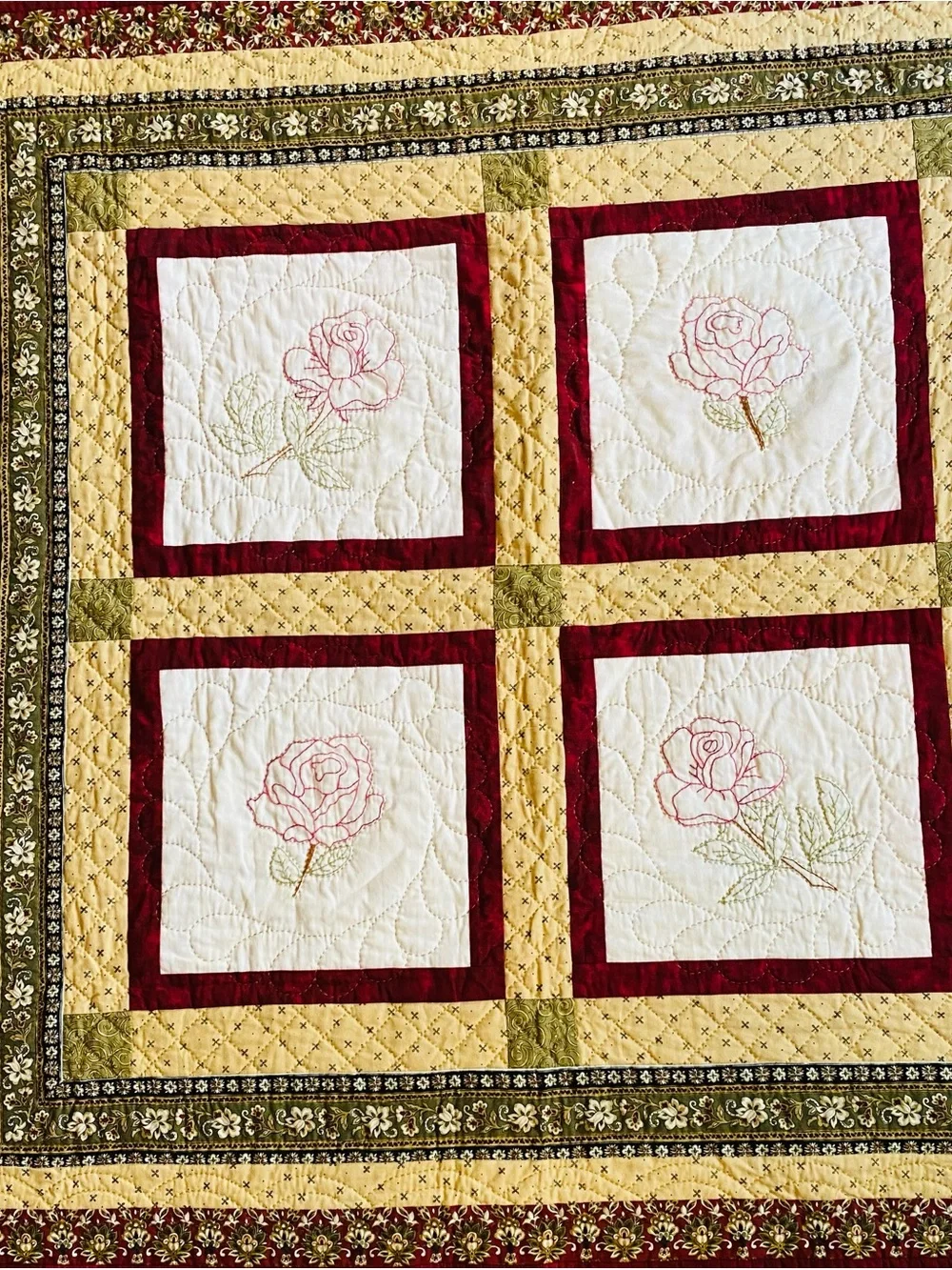 A Handmade Wall Hanging Quilt  37”x37”  All Cotton